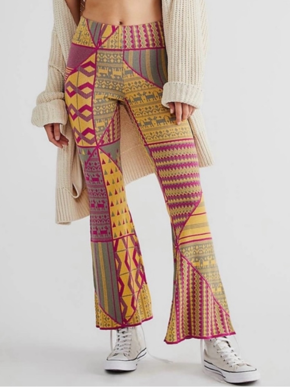 Free People Kaleidoscope Knit Sweater Flare Pants XS